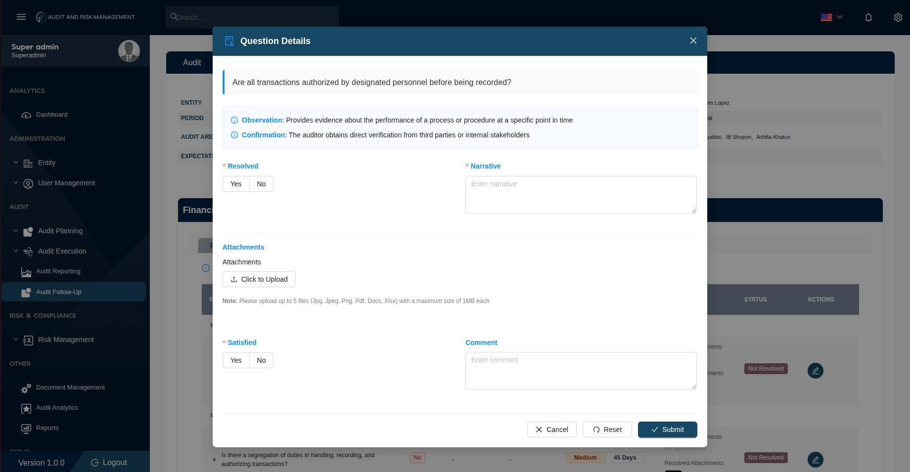 Follow-Up Question Details Modal