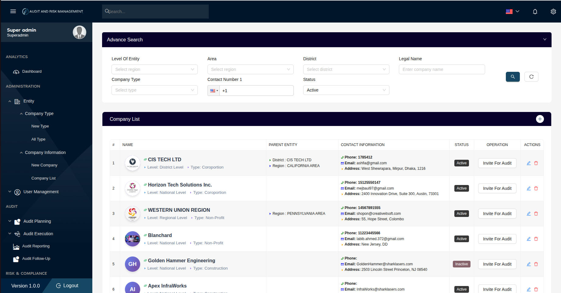 Company List Page